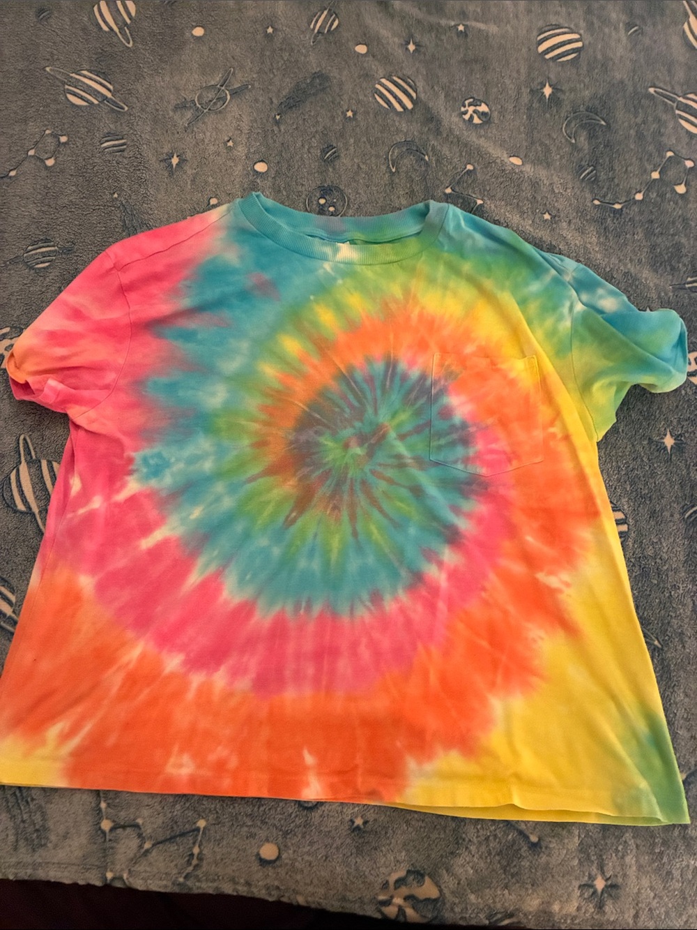 No Boundaries Kids Tie-Dye Spiral Pocket Tee - Blue, Yellow, Pink, Orange, Green